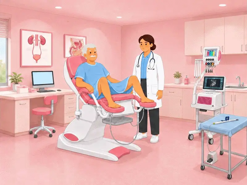 Animation de la mise en place de la sonde transpérinéale